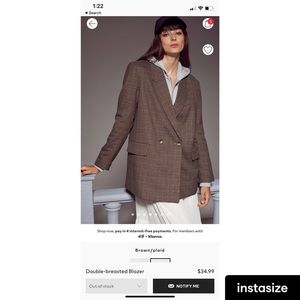 H&M plaid double-breasted blazer